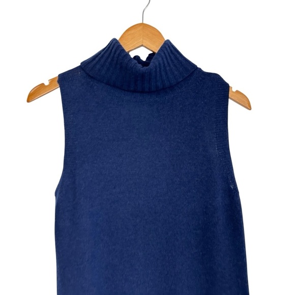 Brochu Walker Lister Sleeveless Turtleneck Sweater Small Noble Blue High Low Hem - Picture 4 of 7